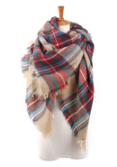 Fashion Multicolor Design Women Elegant Plaid Pattern Large Size Square Scarf