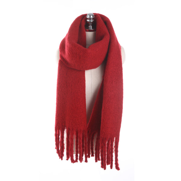 Fashion Classic Solid Color Design Women Soft Touch Tassel Scarf