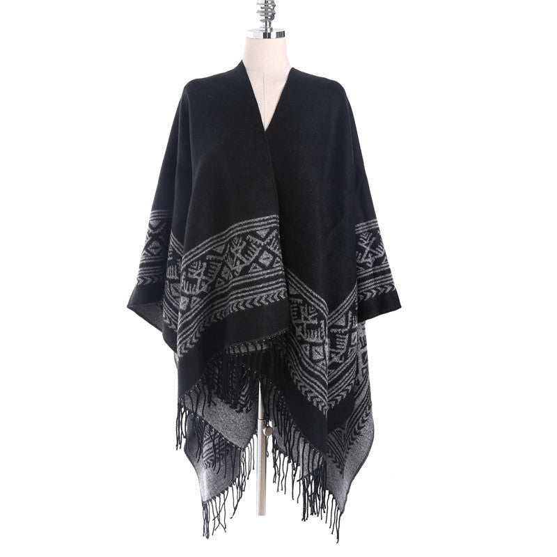 Fashion Bohemian Style Women Geometric Pattern Tassel Shawl