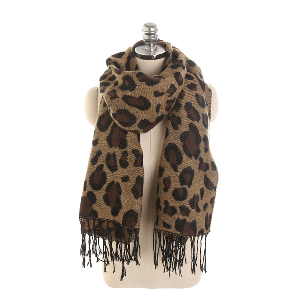 New Design Fashion Leopard Pattern Women Tassel Scarf