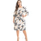 Fat Women Leaves Print Casual Half Sleeves Plus Size Dress