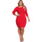 Plus Size Women Solid Color Long Sleeves Winter Bottoming Dress