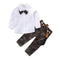 2 Pcs Set Girls Cotton White Long Sleeves Shirts And Camouflage Color Overalls