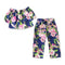 2 Pcs Set Freshing Girls Cotton Floral Printed Off Shoulder Tops And Loose Pants