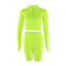 Fashion Lady Unique Bright Fluorescence Color Design Tight Blouse And Shorts Set