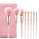 Shiny Rhinestone Design Handle Women 8 Pcs Nylon Cosmetic Brushes