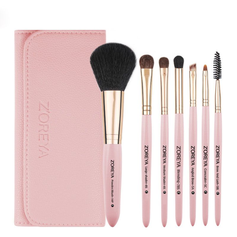 7 Pcs Packed Women Professional Man-made Fiber Makeup Brushes