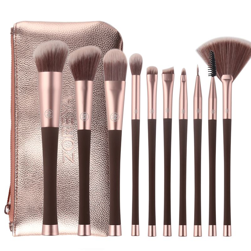 10 Pcs Packed Unique Design Women Easily-carried Makeup Brushes