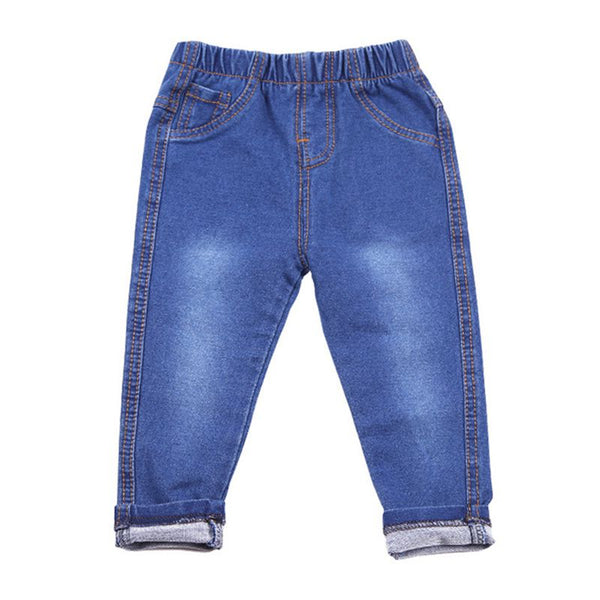 Boys Cotton Solid Color Elastic Waist Denim Jeans