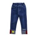 Fashion Kids Cotton Smile Embroidered Slim Fit Denim Jeans
