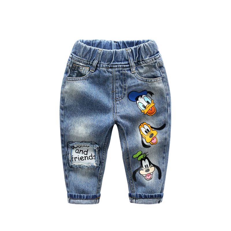 Cute Kids Cotton Cartoon Animals Printed Denim Pants