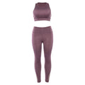 Women Fashion Solid Color 2 Pcs Crop Top Sports Pants Set