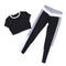 Women Classic Short Sleeves Crop Top Color Blocking Pants Sportswear