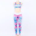 Women Bright Color Floral Printed Sexy Camisole Top Casual Sportswear Set