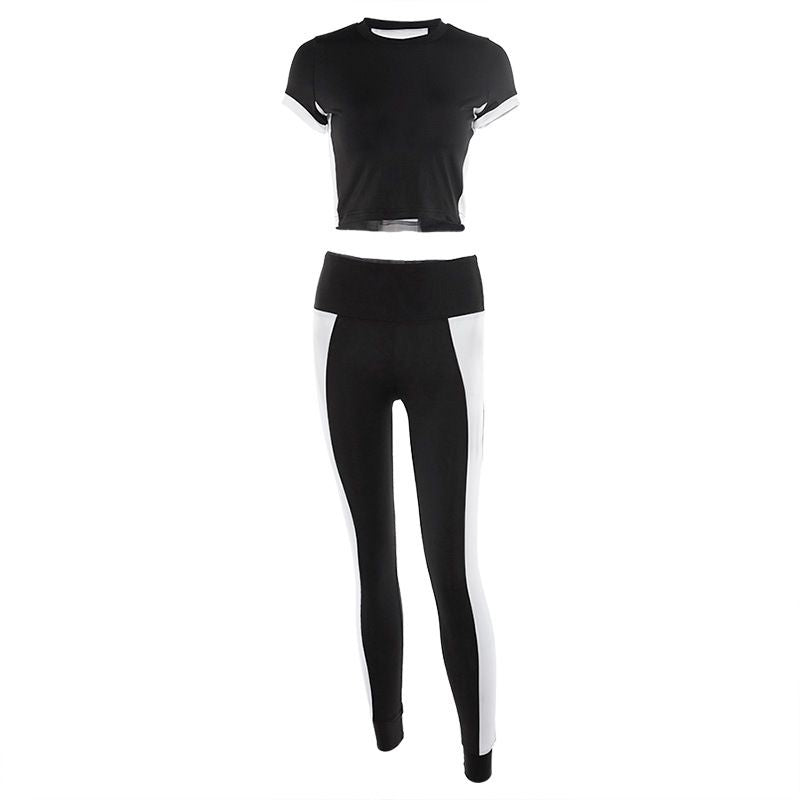 Fashion Workout Wear Women Short Sleeves Sports Clothing Set