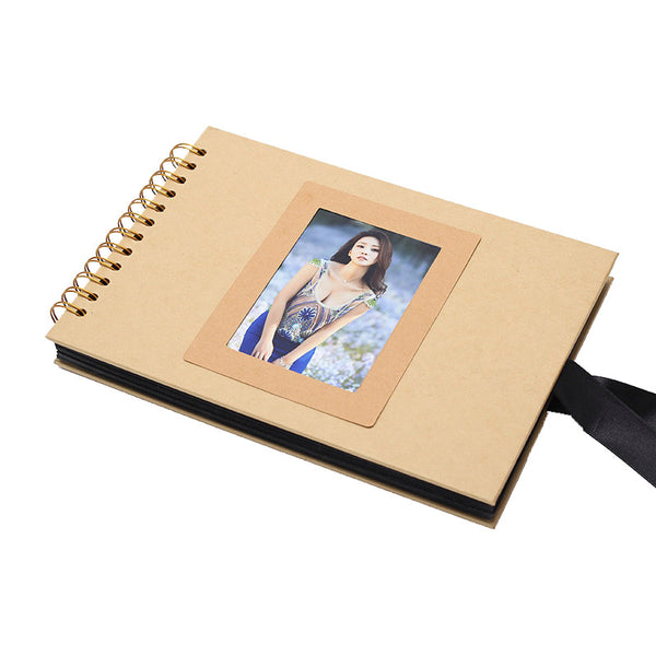 Creative Kraft Paper Loose-leaf Gold Ring Black Ribbon DIY Gift Baby Wedding Photo Album