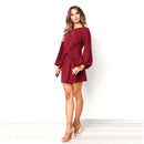 Elegant Office Wear Solid Color Lace-up Long Sleeves Dress