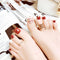 Fashion Plaid Pattern Red Color Women Art Toe Nails