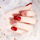 Fashion Shell Gold Foil Pattern Red Color Wedding Art Nails