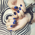 Fashion Gradient Blue Color Simple Design Women Winter Fake Nails