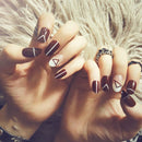 Fashion Winter Burgundy Color Triangle Painting False Nails