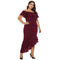 Women Plus Size Solid Color Off-shoulder Irregular Hemline Party Dress