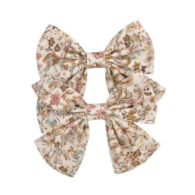 2019 Lovely Baby Girls Print Flower Bohemian Style Bow BB Hair Clips Headwear Children Cute Cotton Hairpins Hair Accessories AExp