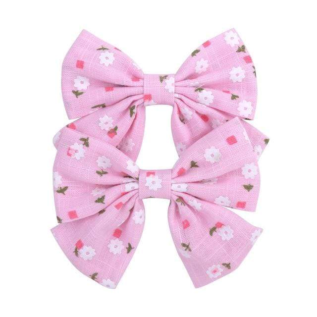 2019 Lovely Baby Girls Print Flower Bohemian Style Bow BB Hair Clips Headwear Children Cute Cotton Hairpins Hair Accessories AExp