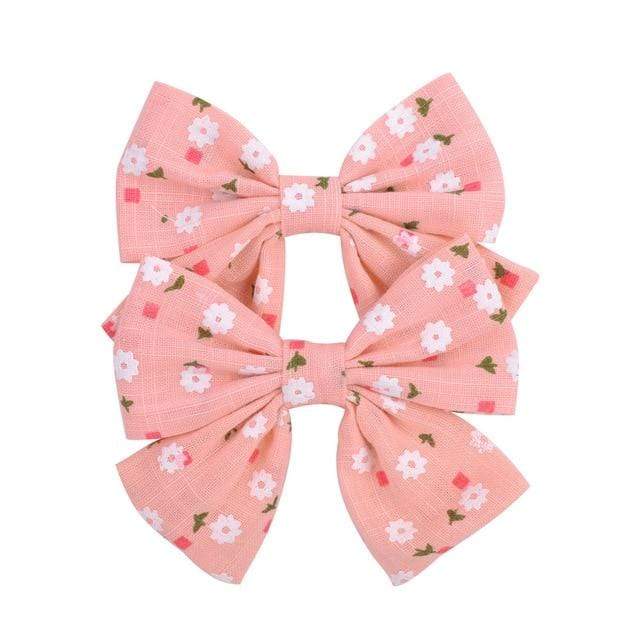 2019 Lovely Baby Girls Print Flower Bohemian Style Bow BB Hair Clips Headwear Children Cute Cotton Hairpins Hair Accessories AExp