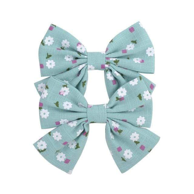 2019 Lovely Baby Girls Print Flower Bohemian Style Bow BB Hair Clips Headwear Children Cute Cotton Hairpins Hair Accessories AExp