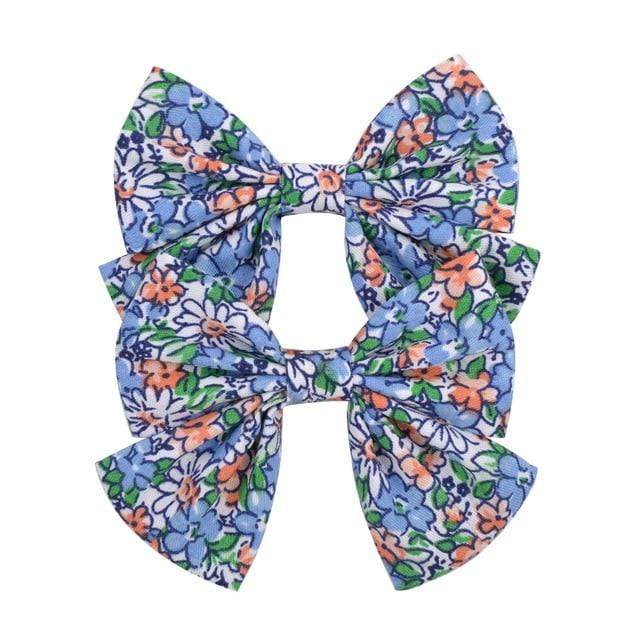 2019 Lovely Baby Girls Print Flower Bohemian Style Bow BB Hair Clips Headwear Children Cute Cotton Hairpins Hair Accessories AExp