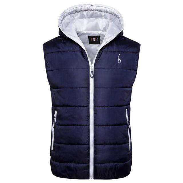 2019 New Giraffe Brand Winter Jacket Men Hoodied Vest Men Zipper Mens Jacket Sleeveless Casual Winter Waistcoat Men AExp