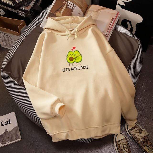 2019 Winter Harajuku Couple Sweatshirt Cute Cartoon Avocado Print Women Hoodies Korean Fashion Streetwear Female Pullovers Coats AExp