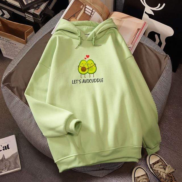 2019 Winter Harajuku Couple Sweatshirt Cute Cartoon Avocado Print Women Hoodies Korean Fashion Streetwear Female Pullovers Coats AExp
