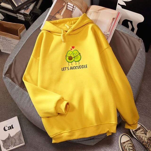 2019 Winter Harajuku Couple Sweatshirt Cute Cartoon Avocado Print Women Hoodies Korean Fashion Streetwear Female Pullovers Coats AExp