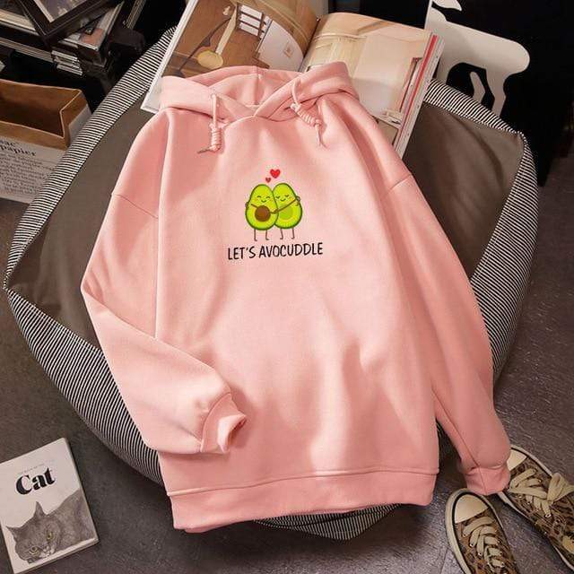 2019 Winter Harajuku Couple Sweatshirt Cute Cartoon Avocado Print Women Hoodies Korean Fashion Streetwear Female Pullovers Coats AExp