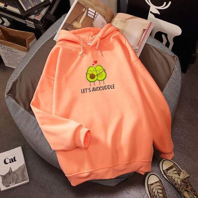 2019 Winter Harajuku Couple Sweatshirt Cute Cartoon Avocado Print Women Hoodies Korean Fashion Streetwear Female Pullovers Coats AExp