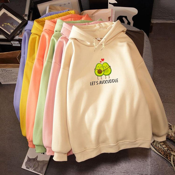 2019 Winter Harajuku Couple Sweatshirt Cute Cartoon Avocado Print Women Hoodies Korean Fashion Streetwear Female Pullovers Coats JadeMoghul Inc. 