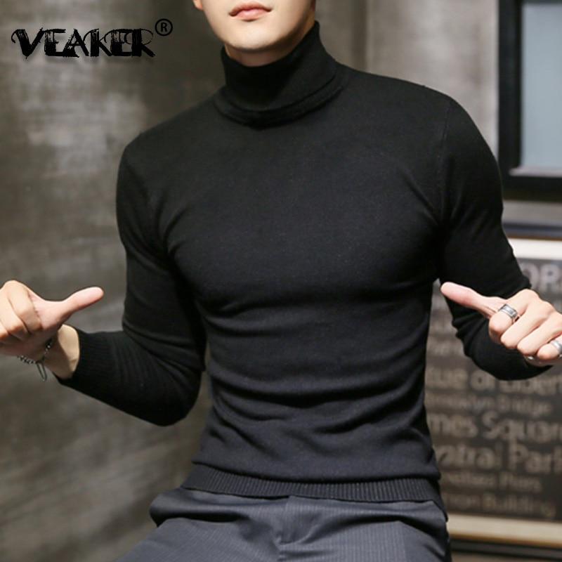 2019 Winter New Men's Turtleneck Sweaters Black Sexy Brand Knitted Pullovers Men Solid Color Casual Male Sweater Autumn Knitwear AExp