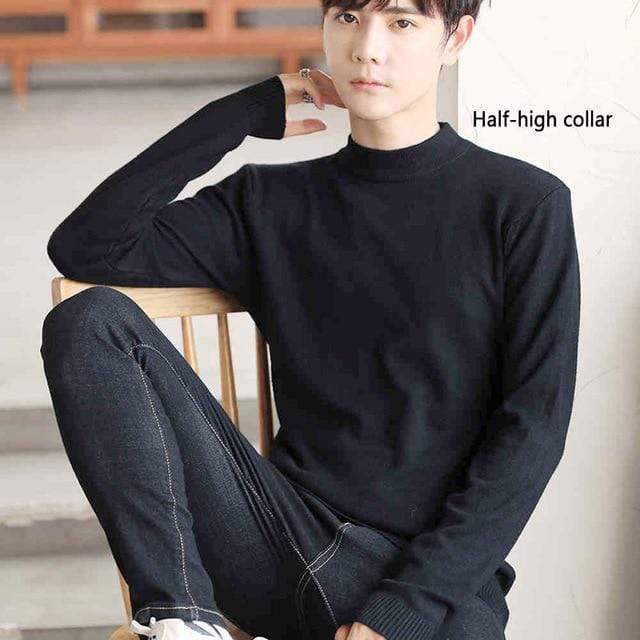 2019 Winter New Men's Turtleneck Sweaters Black Sexy Brand Knitted Pullovers Men Solid Color Casual Male Sweater Autumn Knitwear AExp