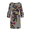 Women Casual Floral Print Long Sleeves Loose Dress