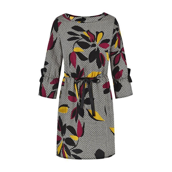 Women Casual Floral Print Long Sleeves Loose Dress