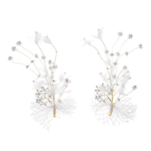2pcs/pair Women White Color Wedding Jewelry Luxury Rhinestone Hair Clips
