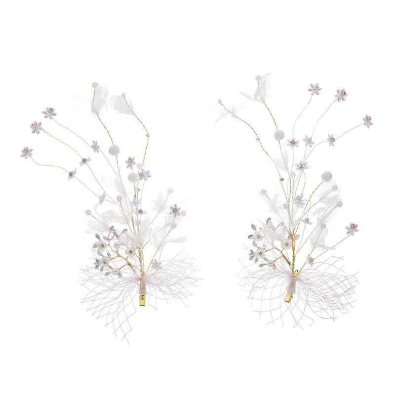 2pcs/pair Women White Color Wedding Jewelry Luxury Rhinestone Hair Clips