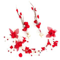 Fashion Red Color Women Butterfly Design Wedding Hair Accessory Earrings Set