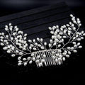 Women Pure White Imitation Pearl Handmade Wedding Comb Jewelry