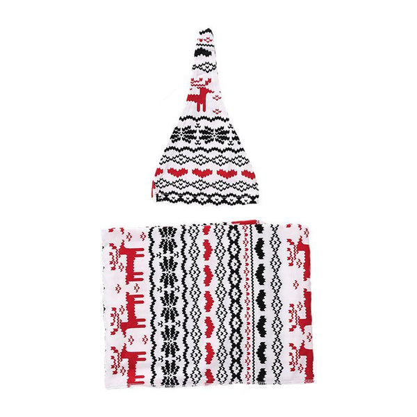 2 Pcs Set Newborn Elk Printed Swaddle Blanket And Hat