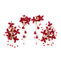 Red Color Women Unique Wedding Flowers Design Hair Clip Earrings Set