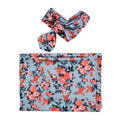 2 Pcs Set Newborn Fresh Flower Printed Swaddle Blanket With Headband