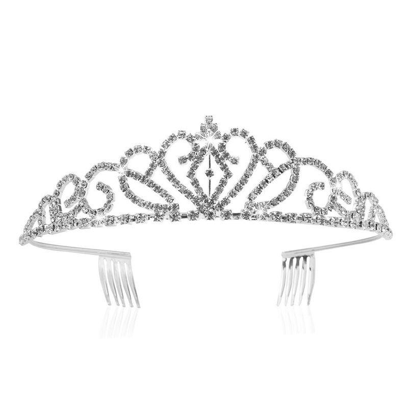 Luxury Women Romantic Shiny Rhinestone Alloy Crown Tiara